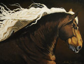 Horse painting - 90x60cm Hafflinger