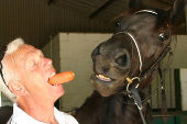 Tjardalien and Pierre fighting over a carrot